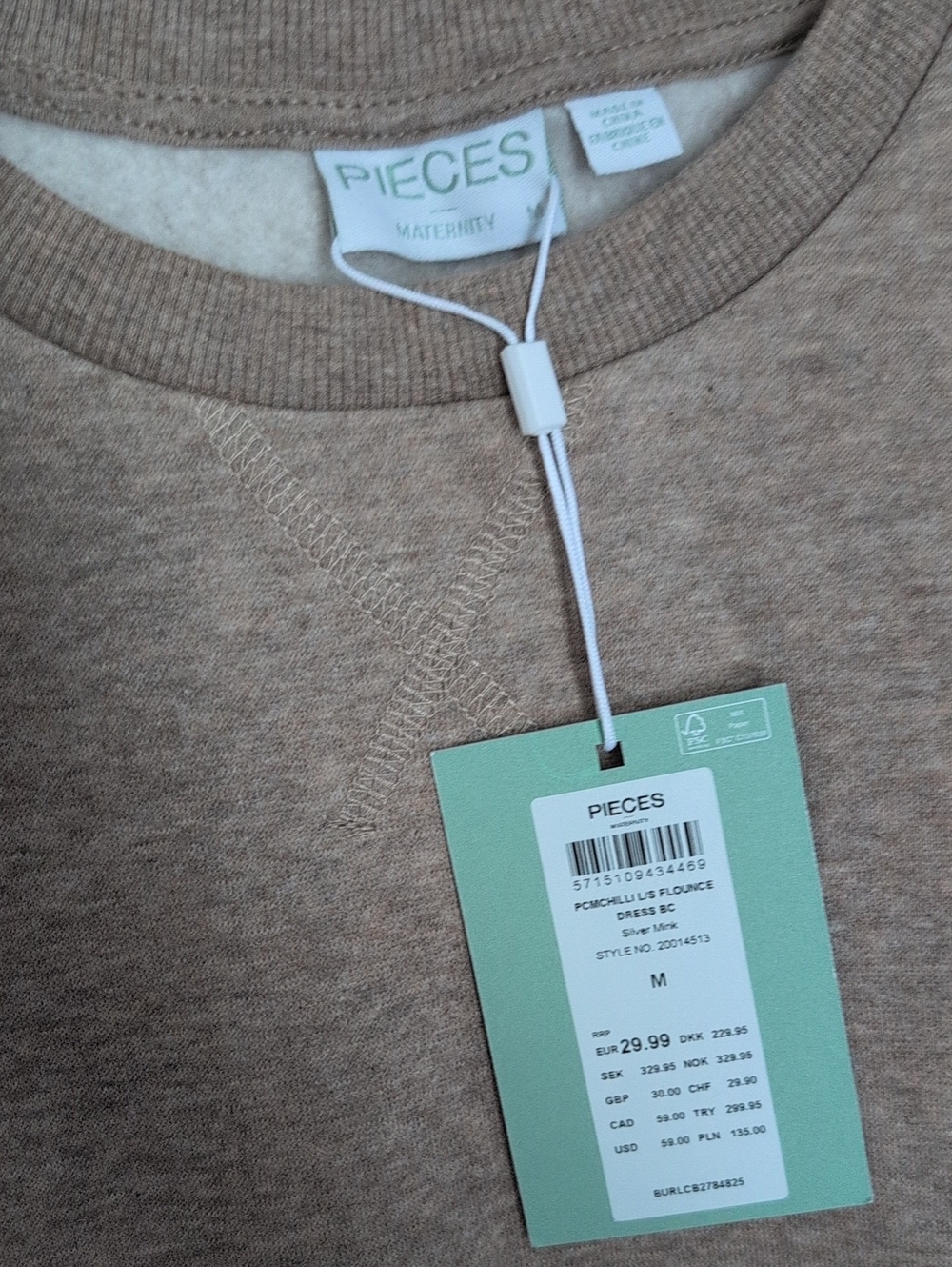 Maternity Brown Ruffle-Hem Knit Dress - Brand Pieces New Size M - Picture 2 of 3